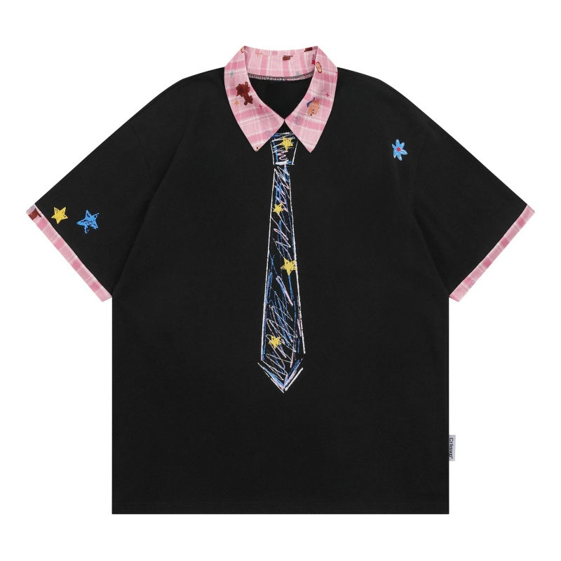 Custom Lapel Detail Retro T-Shirt