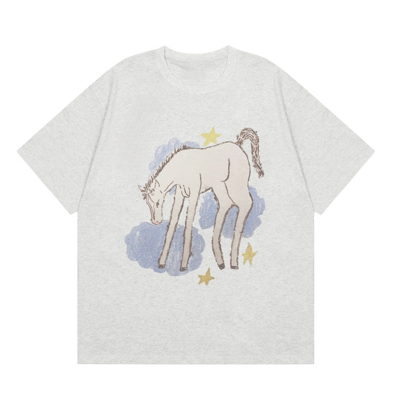 Gray T-Shirt with Creative Graphic