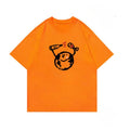 Playful Cartoon Oversize Orange T-Shirt